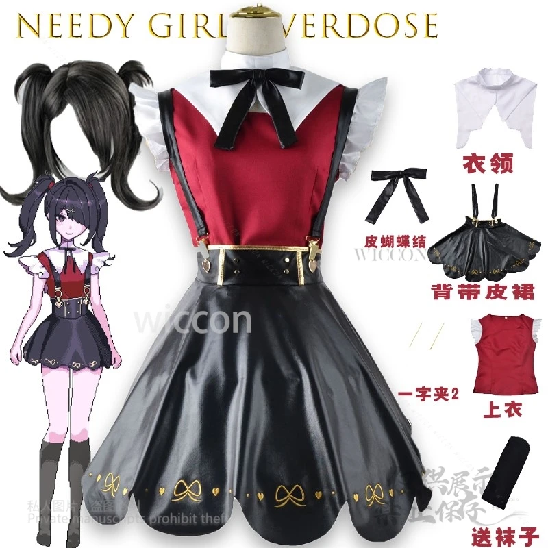 애니메이션 게임 Needy Streamer Overload Kangel Ame chan 코스프레 의상 풀 세트 캐릭터 복장 Coral Palace Halloween Convention