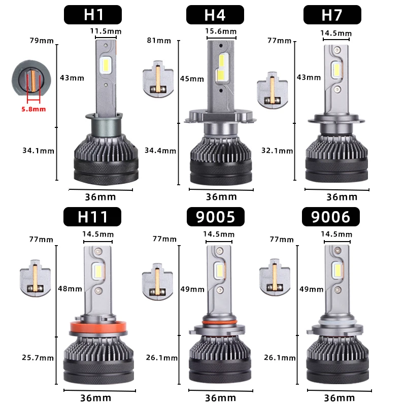 2PCS K5C 24V H7 H4 H1 LED Truck Light Bulb H11 4300K 6000K 110W 24V Led Headlight Lamp for Truck