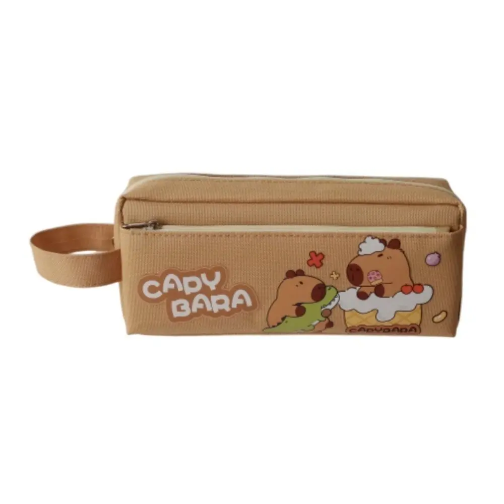 Portable Oxford cloth Capybara Pen Bag Large Capacity Cartoon Stationery Storage Bag Multi-function Kawaii Pencil Case Universal