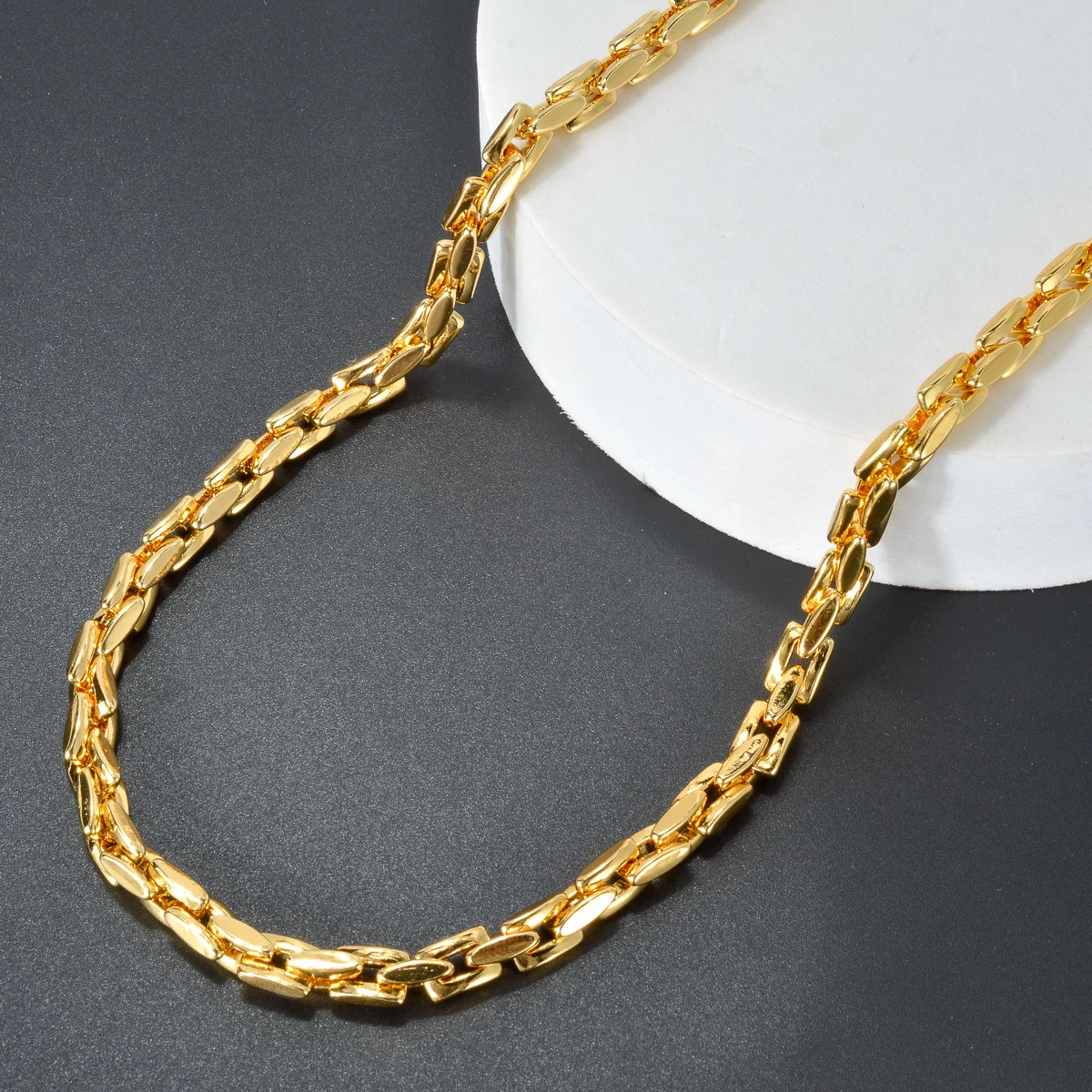 Hiphop Punk Curb Cuban Link Chain Sets for Women Man Statement Gold Color Copper Necklace Bracelet Luxurious Wedding Jewelry