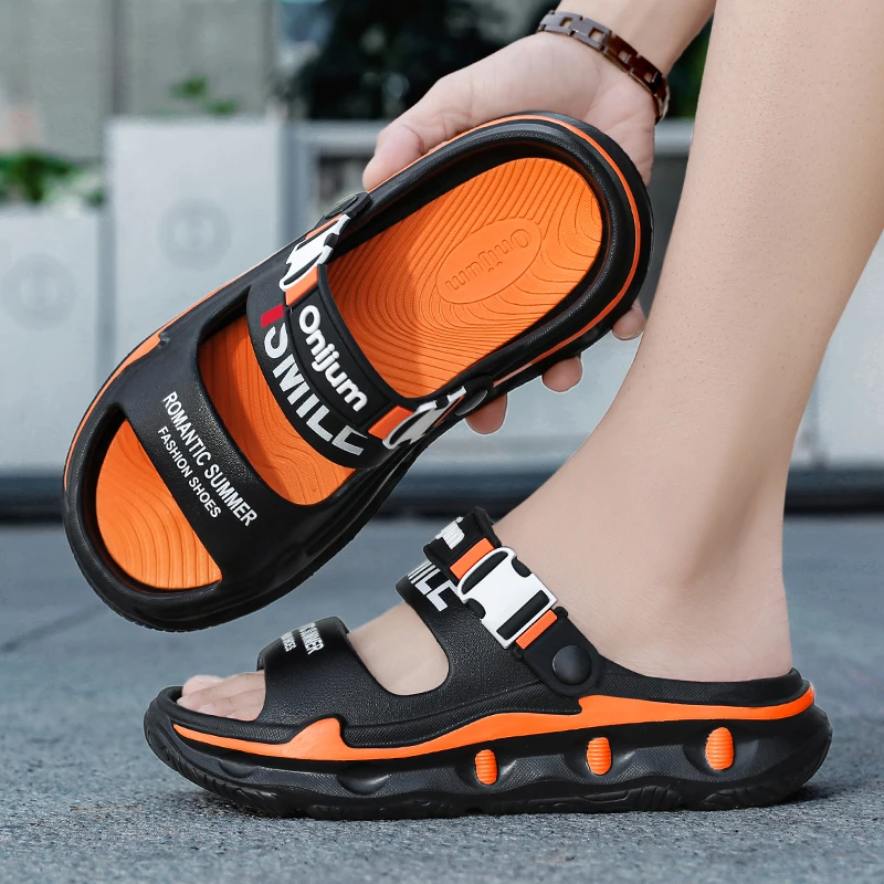 2025 New Men\'s Outdoor Sandals Slippers Beach Comfortable Thick Sole Clogs Men Casual Shoes Garden Shoes Men Women Beach Sandals