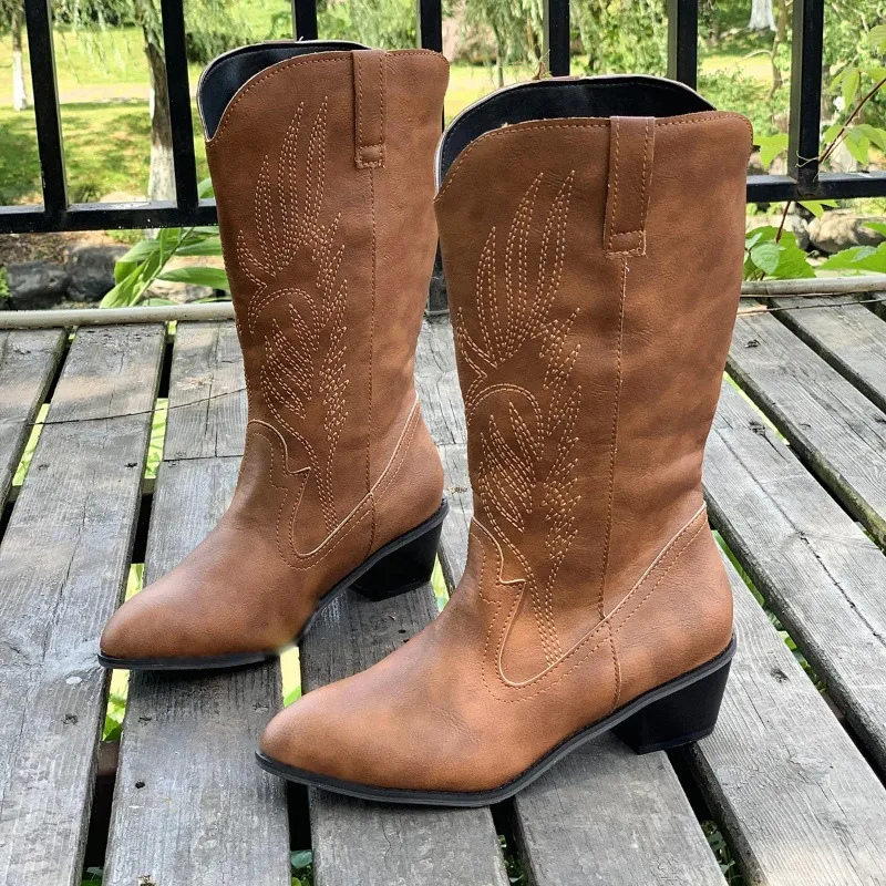 

Зимние ботинки в стиле панк, модная обувь без шнуровки, женские элегантные длинные рыцарские сапоги на толстой подошве, ковбойские сапоги, ковбойские сапоги в готическом стиле для женщин