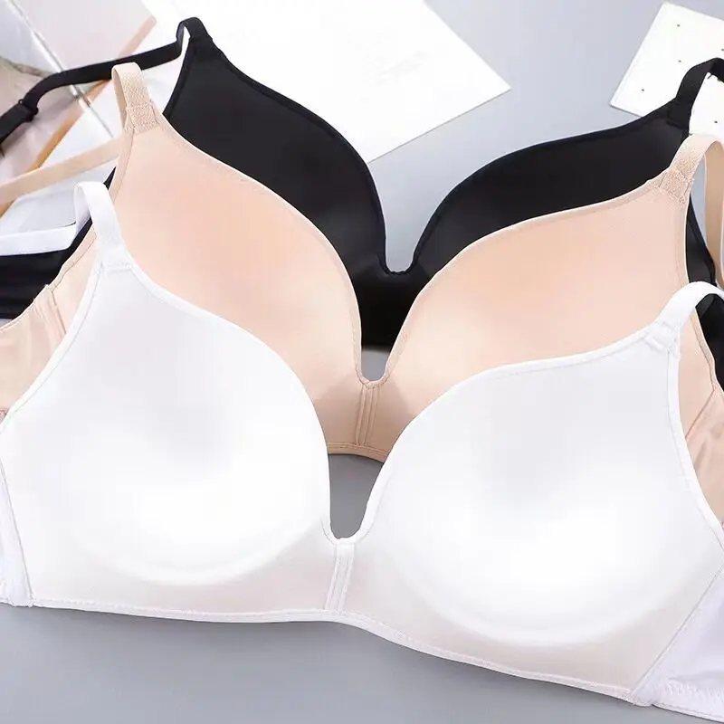 FINETOO Nahtlose Push-Up-BHs Komfort Drahtlose Unterwäsche Damen Atmungsaktive geraffte Bralette Studenten Kein Draht Dünne Dessous Neu