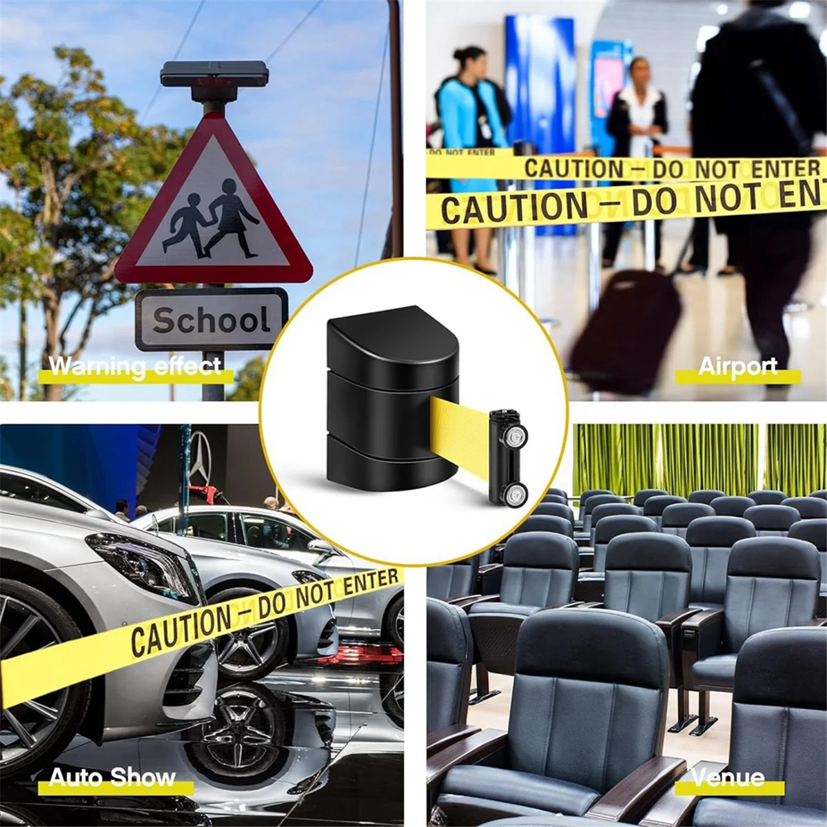 16.4 Ft Magnetic Wall Mount Retractable Belt Barrier, Crowd Control Wall Barrier Fixed Safety Belt with ABS Case