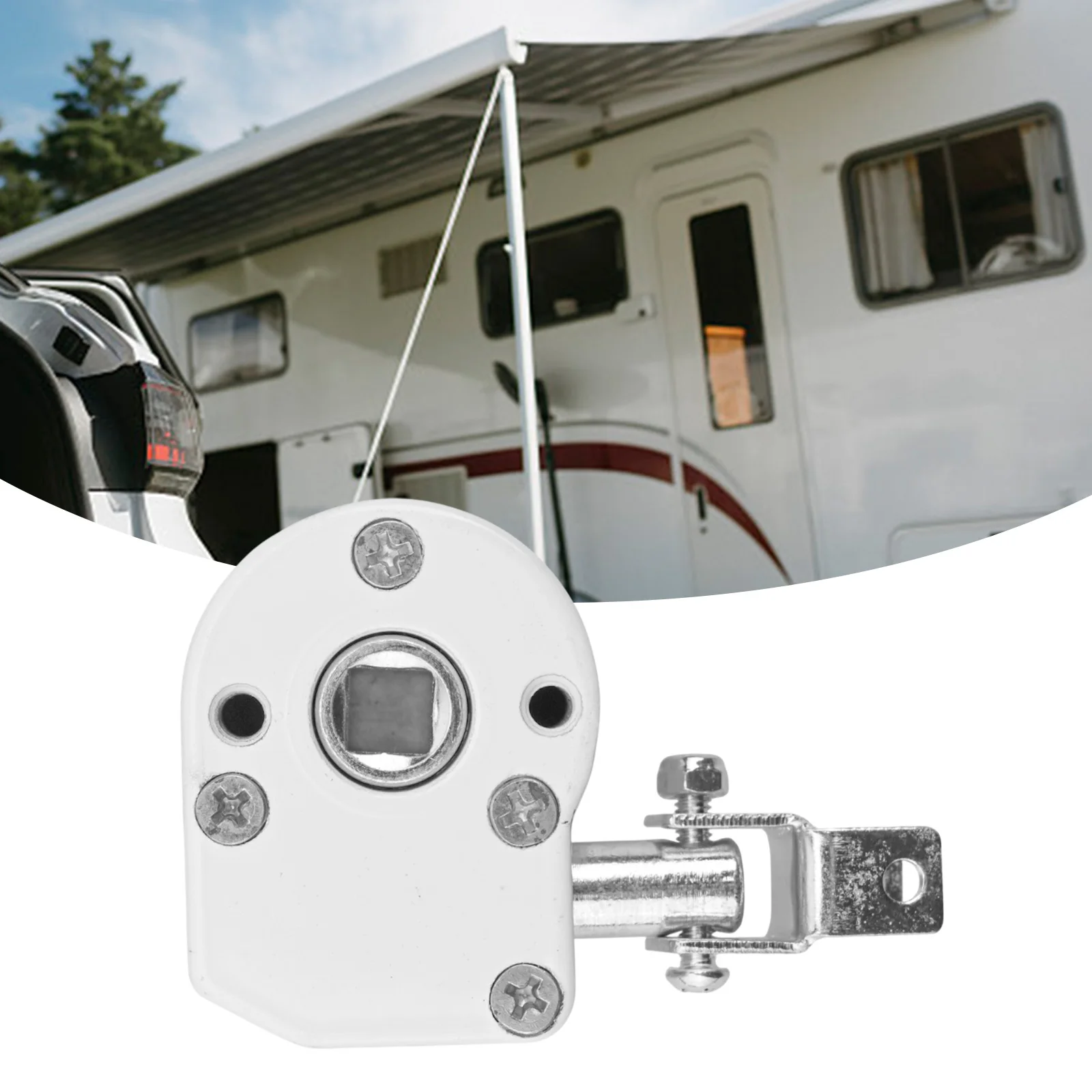 1pc Worm Gear Awning Manual Crank Mechanism Worm Gearbox For Awning Winches White Aluminum Alloy Construction High Load Capacity