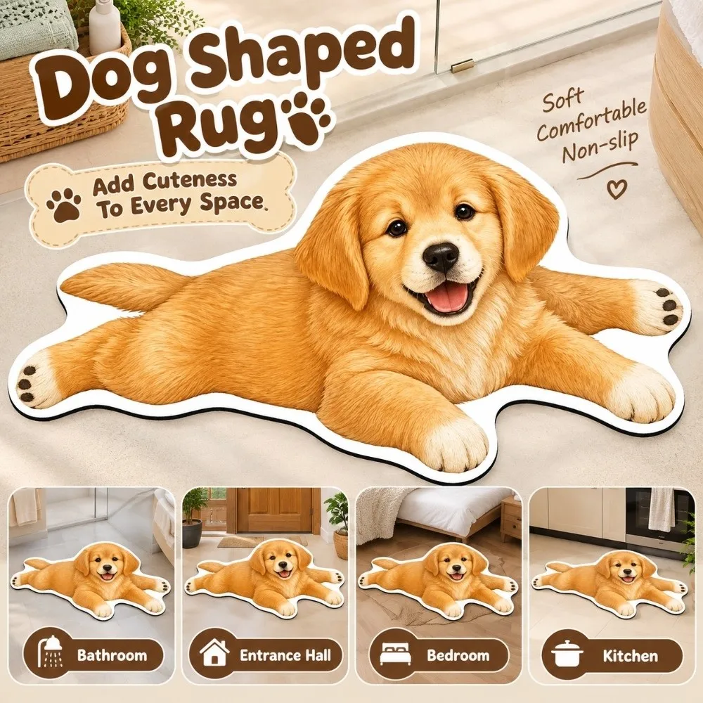3D Shaped Cat-Shaped Area Rug Quick Drying Special-shaped Dog Shaped Rug High Absorption Irregular Shape Cartoon Carpet
