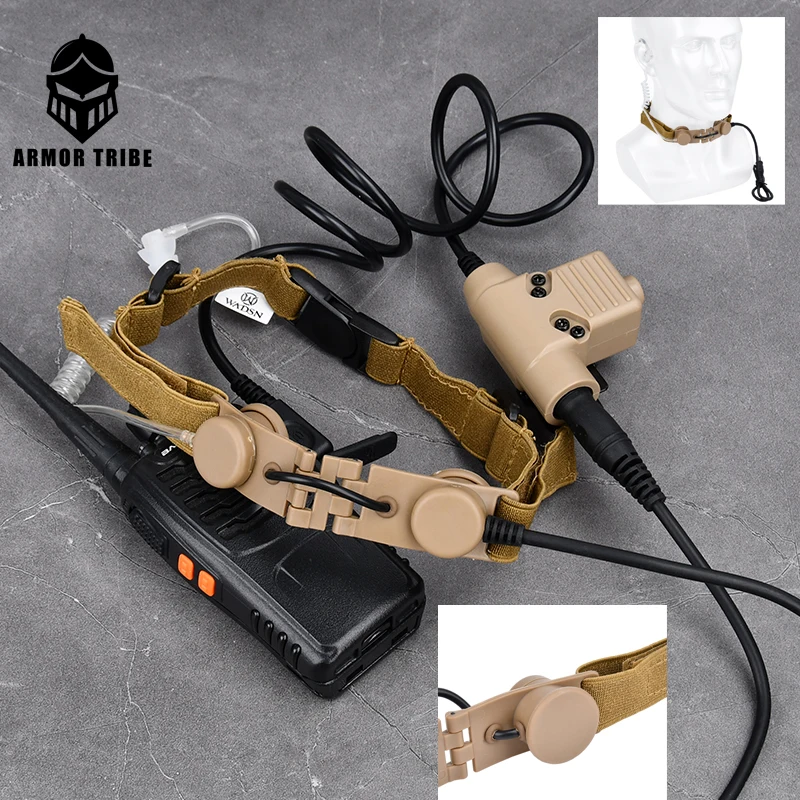 

Tactical Throat Mic Tube Headset Airsoft Microphone Military Hunting Bodyguard 7.0 NATO PLUG for Kenwood with U94 PTT for Kenwoo