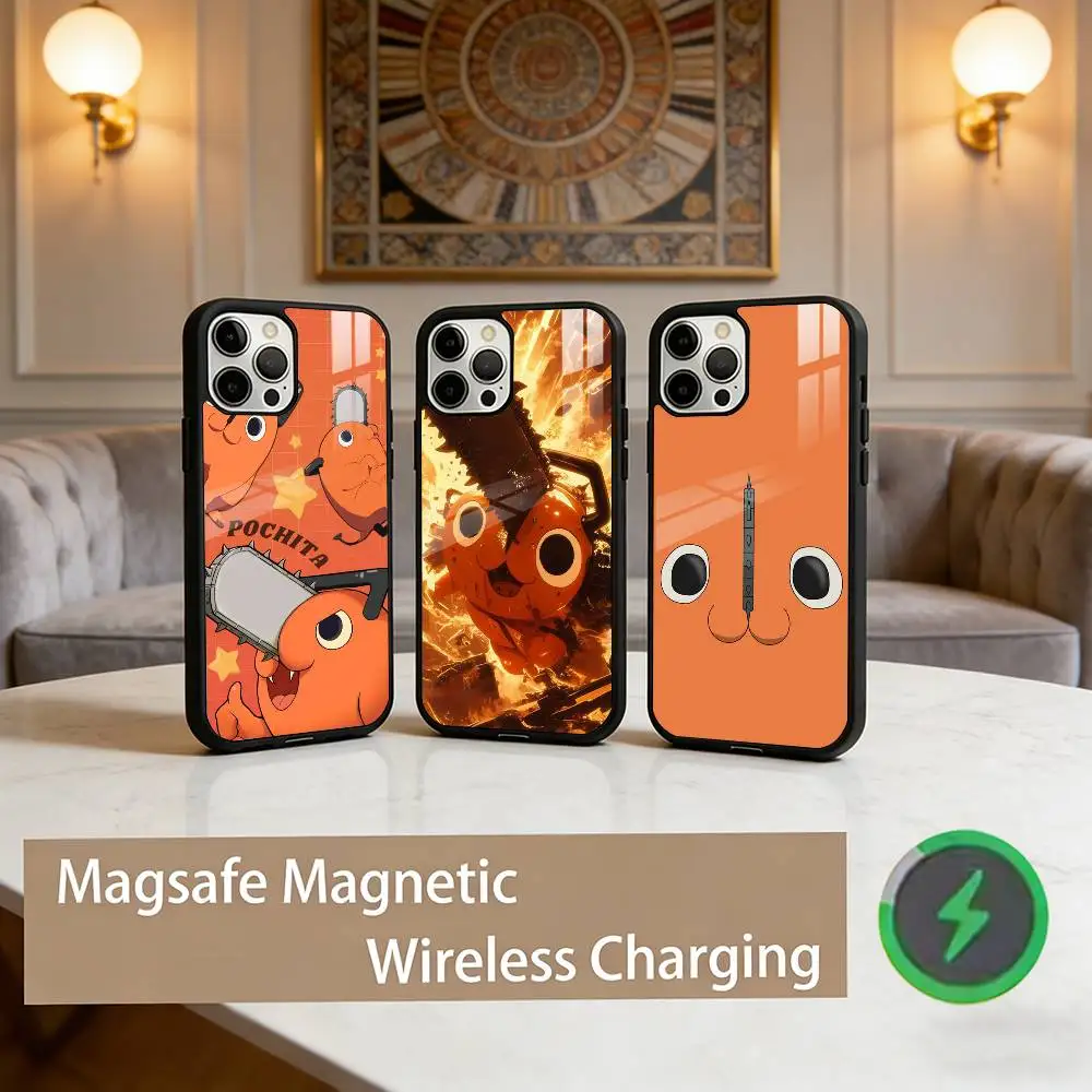 

Anime P-Pochita Phone Case For iPhone17,16,15,14,13,12,11 Plus,Pro Max Magnetic For Magsafe Wireless Charging