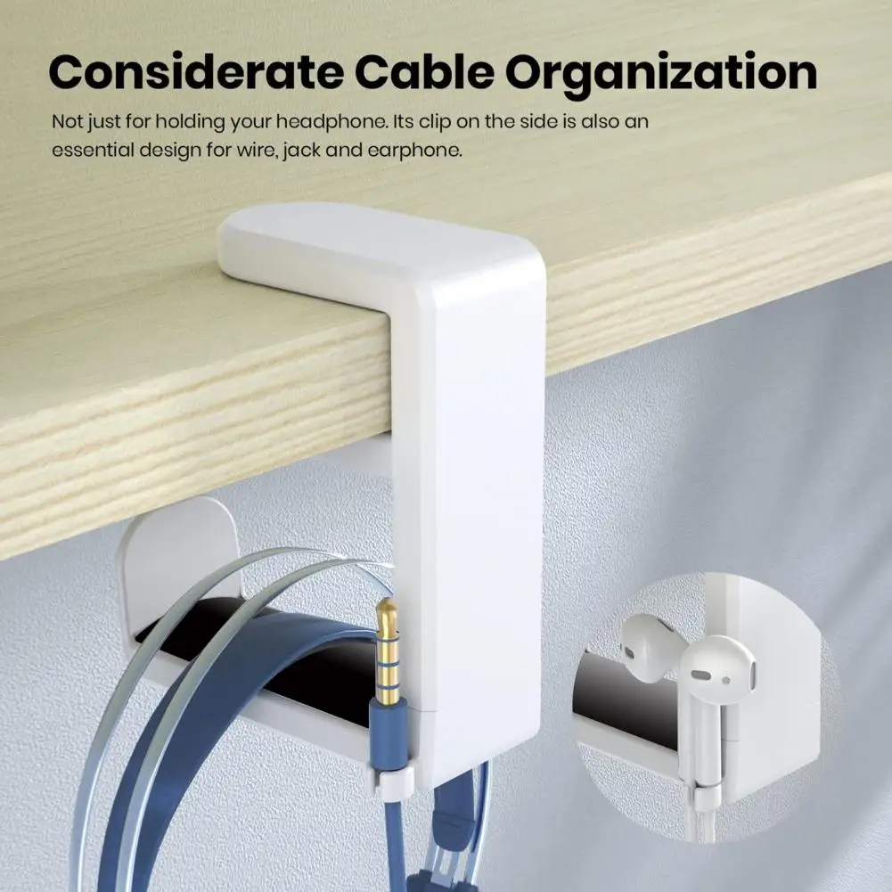 Headphone Stand with Soft Rubber Pads 360 Degree Rotatable Headphone Stand with Cable Organizer under Desk Clip for Headphones