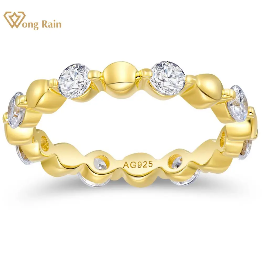 

Wong Rain 18K Gold Plated 925 Sterling Silver Round Cut Lab Sapphire Gemstone Ring for Women Gift Wedding Band Jewelry Wholesale