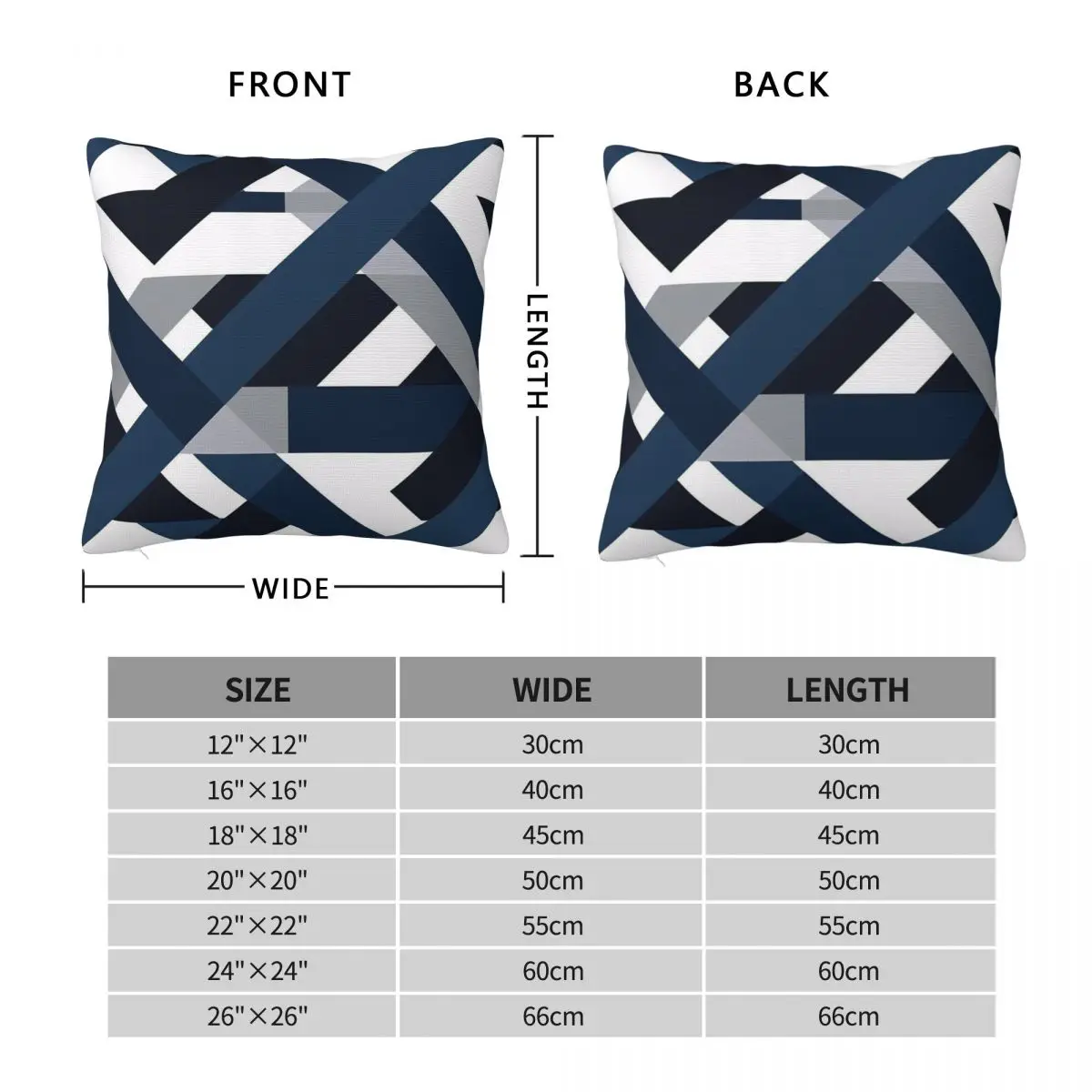 Abstract Stripe Navy Blue Grey Square Pillowcase Polyester Linen Velvet Pattern Decorative Sofa Seater Cushion Cover Wholesale