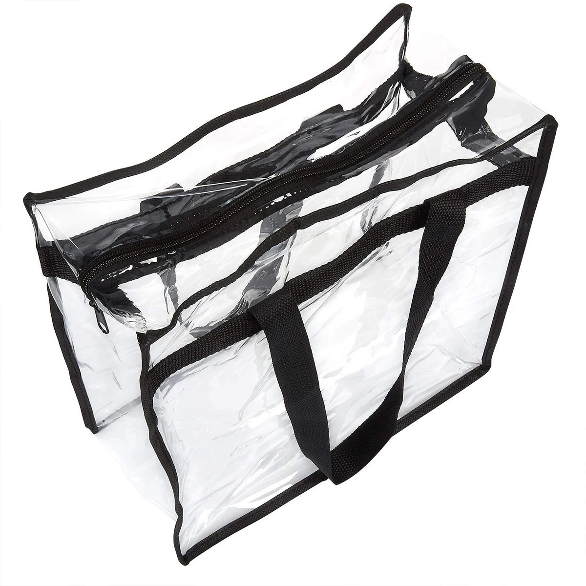 2Pcs Transparent Totes Large Capacity Clear Tote Bags with Zipper Flexible Multipurpose PVC for Swim Storage Shopping Waterproof