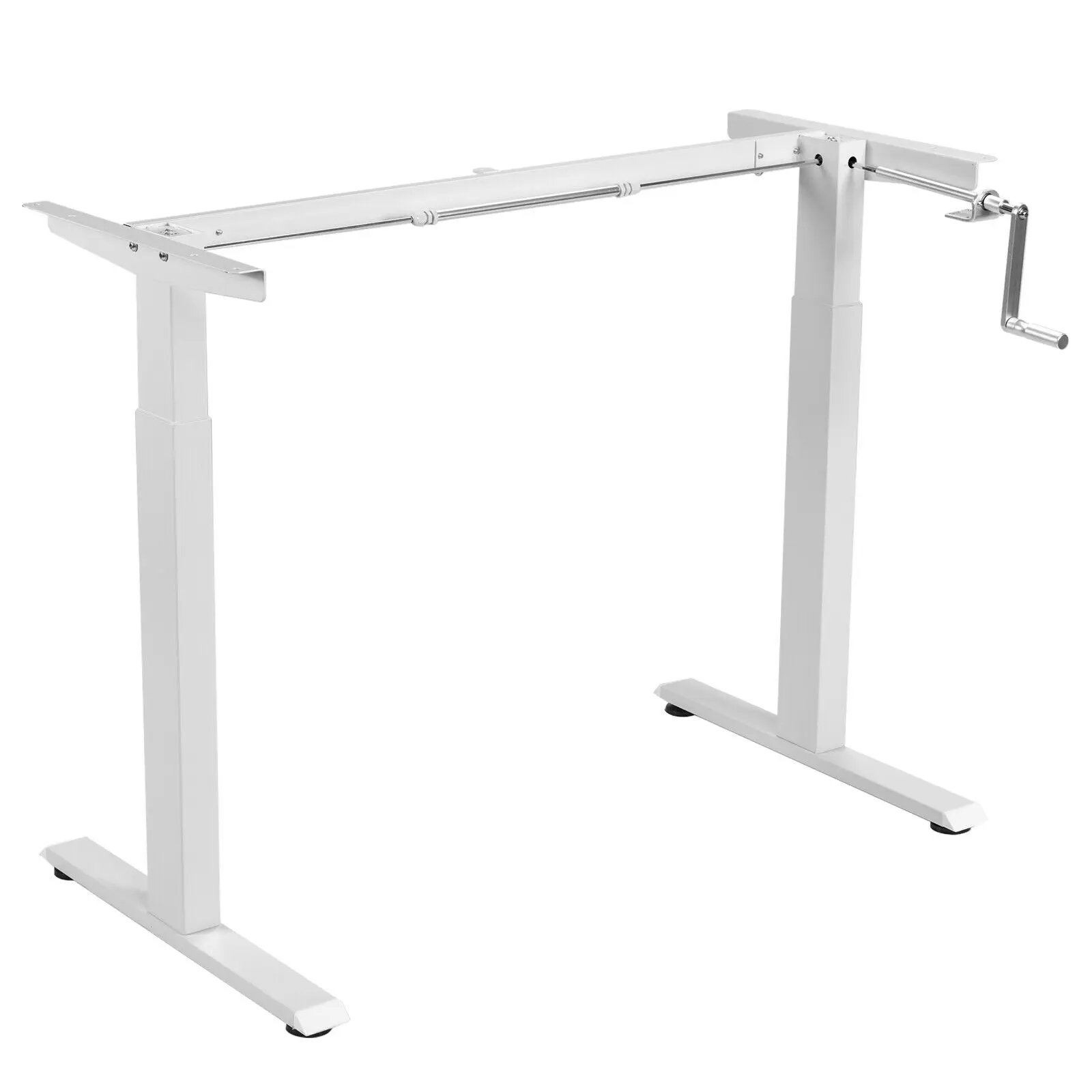 Costway Hand Crank Sit to Stand Desk Frame Height Adjustable Standing Base White  HW67624WH