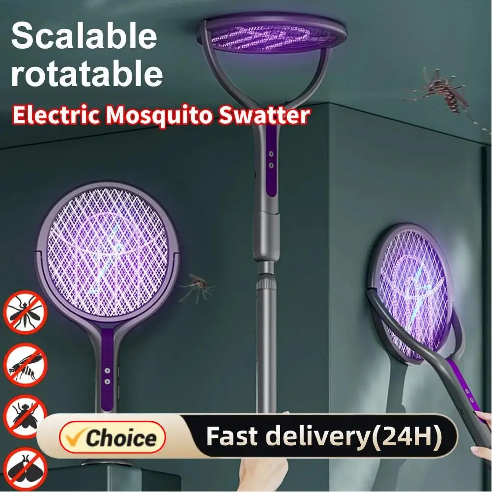

Электрическая мухобойка с вращающейся головкой, перезаряжаемая мухобойка, мухобойка и лампа-ловушка для комаров для дома, дома, на открытом воздухе