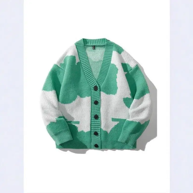 

Женский кардиган с V-образным вырезом и принтом в стиле пэчворк, утепленный волокнами Coolmax, с воротником Ciwalk, стандартный крой, повседневный трикотаж