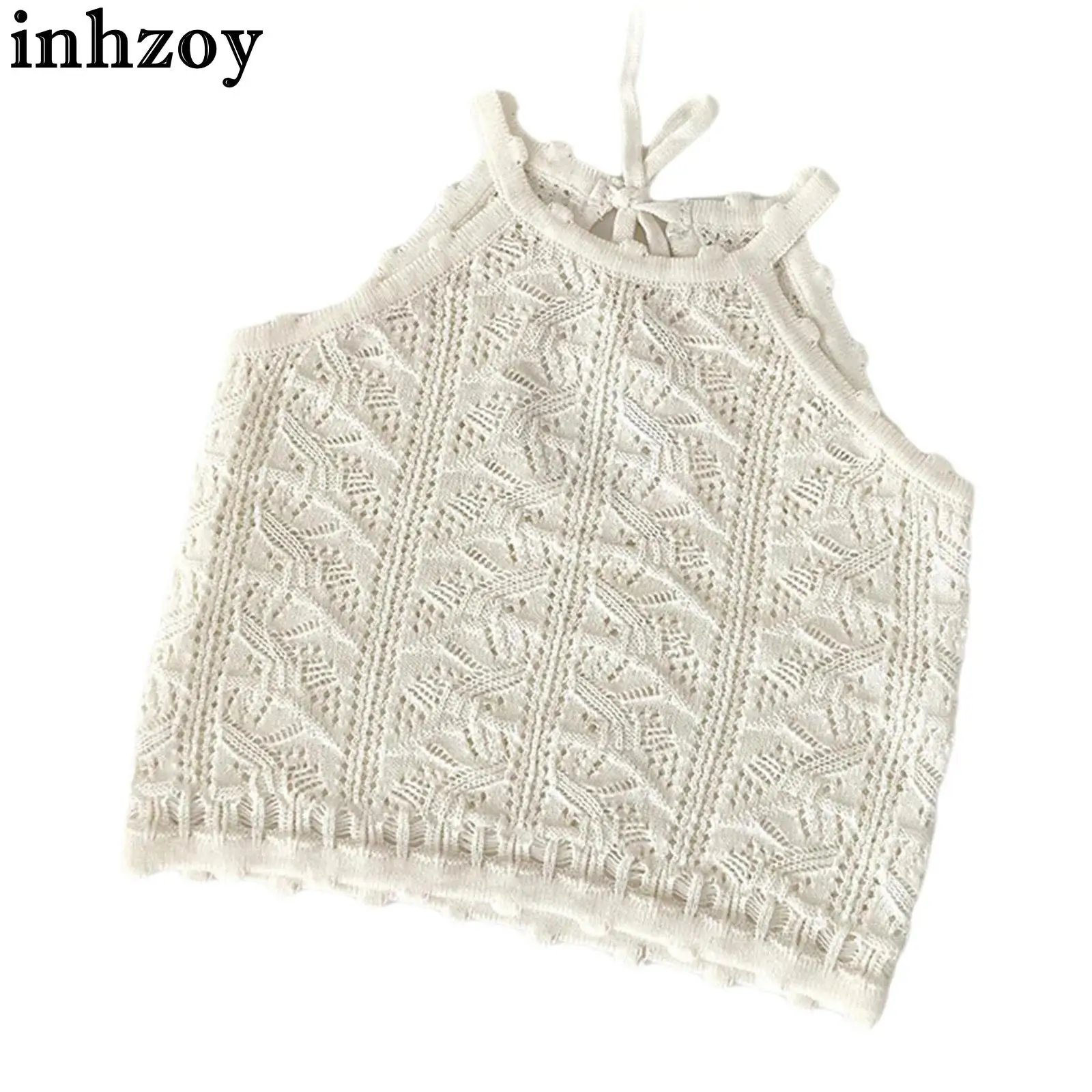 

Модный повседневный тонкий вязаный топ на бретельках для маленьких девочек, летний милый ажурный жилет на бретелях для повседневной школы, пляжа, праздничной вечеринки