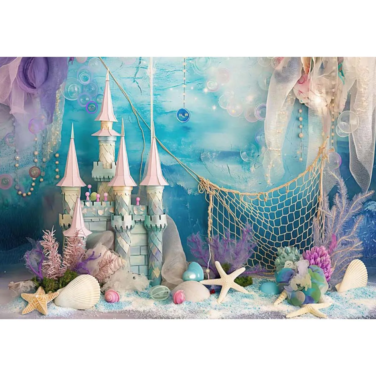 Allenjoy Under The Sea Castle Starfish Mermaid Backdrop