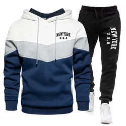 New York U.S.A City Hooded Sweatshirt +Drawstring Pants 2 Pieces Sets Tracksuit Spring Men and Women Sport Brand Hoodies Running