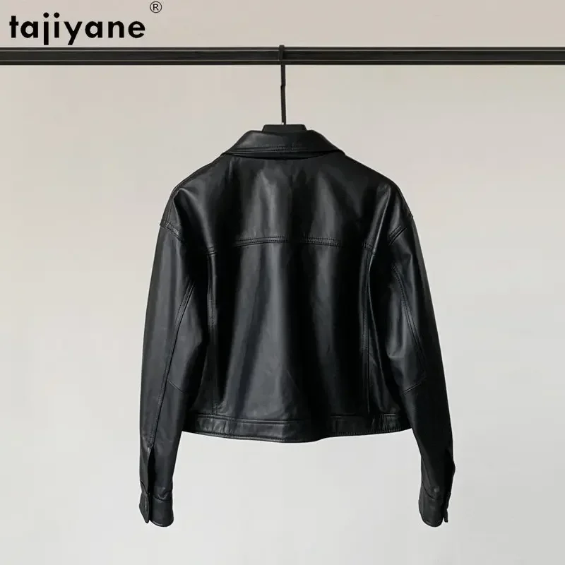 Tajiyane 23 Real Leather Jacket Women Genuine Leather Jackets Woman Single-breasted Short Sheepskin Leather Coat Square Collar
