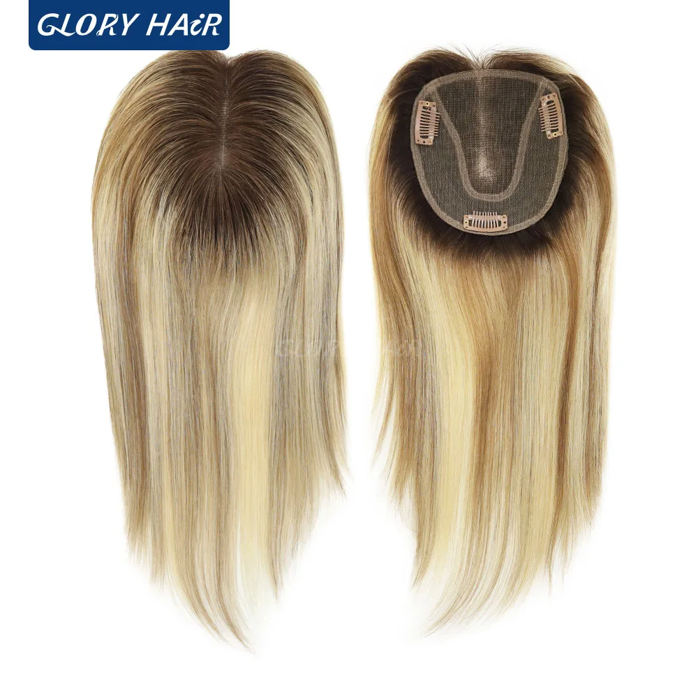 

TP79 Brazilian Human Hair Women Toppers 12" Size 4.5x5 Inch 110% Density Durable Lace Hairpiece With 3 Clips For Women