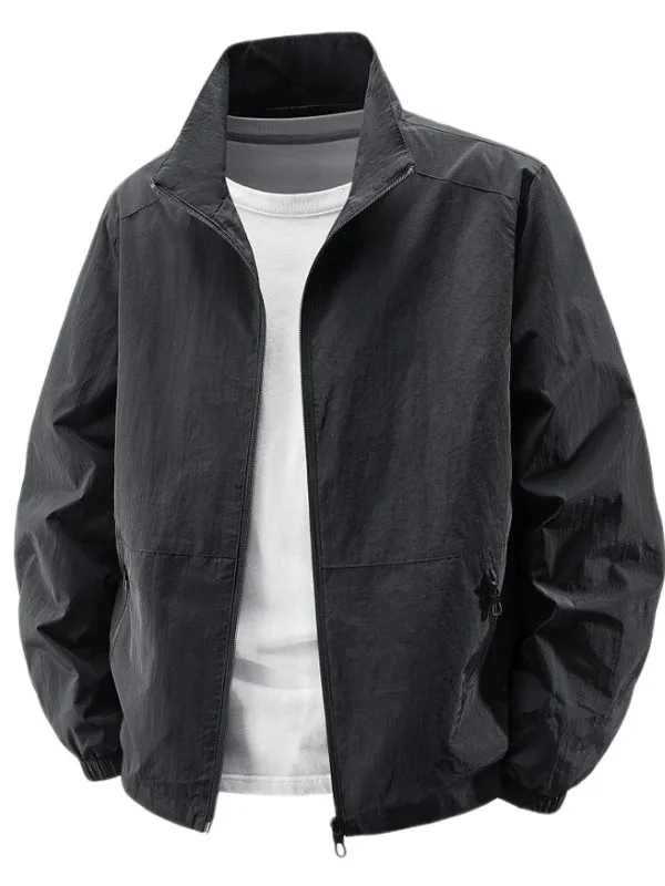 

Мужская уличная куртка Cleanfit, осеннее тонкое свободное пальто с воротником-стойкой, ветрозащитное длинное пальто све, однотонное универсальное пальто большого размера