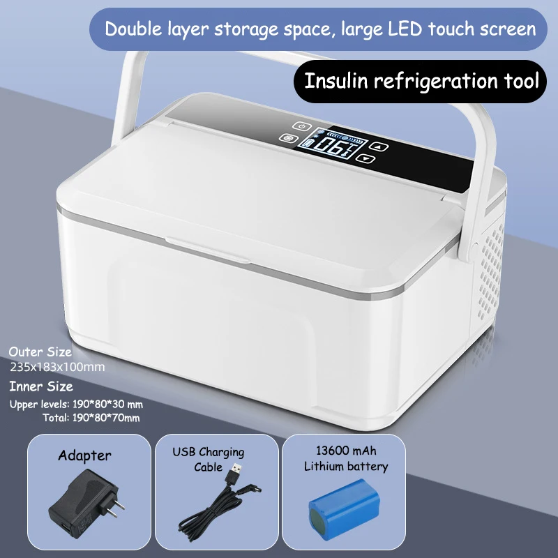 

Portable Double-deck Insulin Refrigeration Box Car Mounted Household Travel Small Rechargeable Medicine Refrigeration Cold Tool