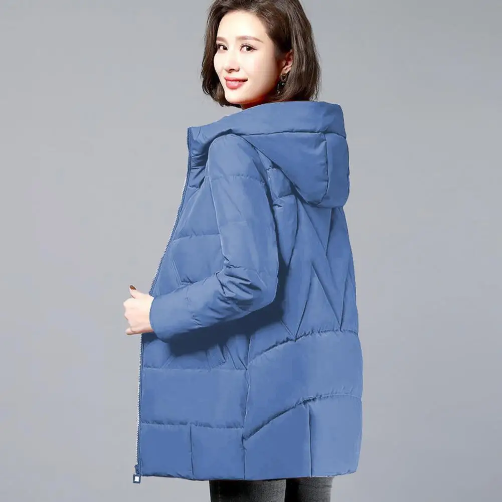 Women Down Coat Solid Color Padded Lady Jacket Thick Warm Long Sleeve Female Outwear Women\'s Clothing