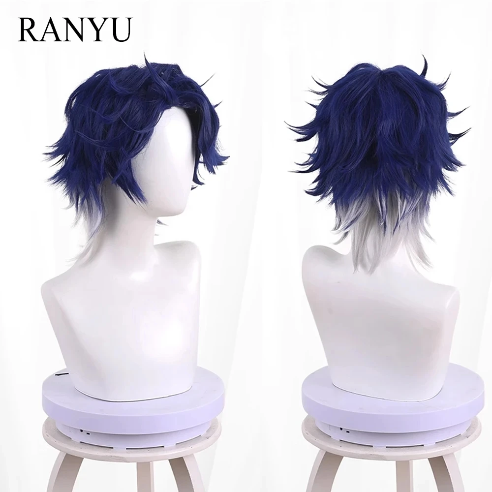 RANYU Honkai Star Rail Sampo Koski Perücke Synthetische Kurze Gerade Blau Grau Mixed Spiel Anime Cosplay Haar Perücke Für Party