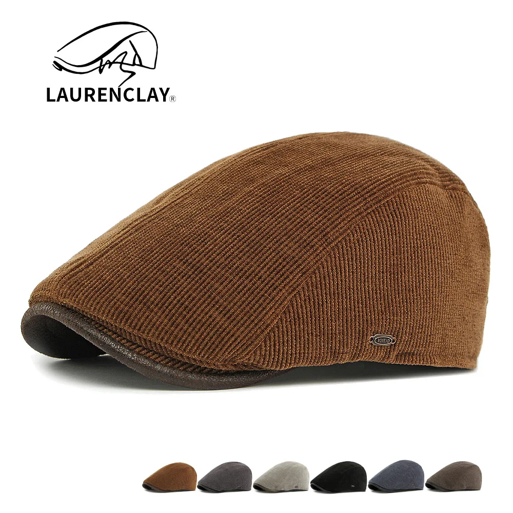 

Autumn And Winter Fleece-lined Thick Warm Hat Men's Corduroy Beret British Retro Forward Cap Women's Painter's Cap