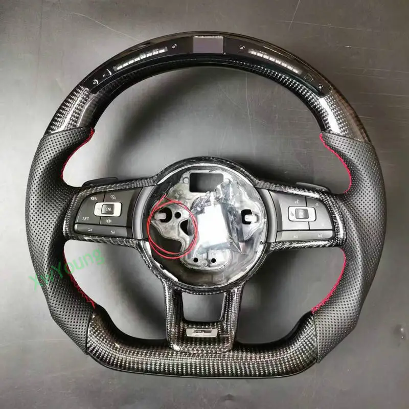 For VW Volkswagen Golf 7 Rline GTI GTS GTD GTE Polo GTI Scirocco Touran T-ROC Tiguan 100% Real Carbon Fiber Steering Wheel