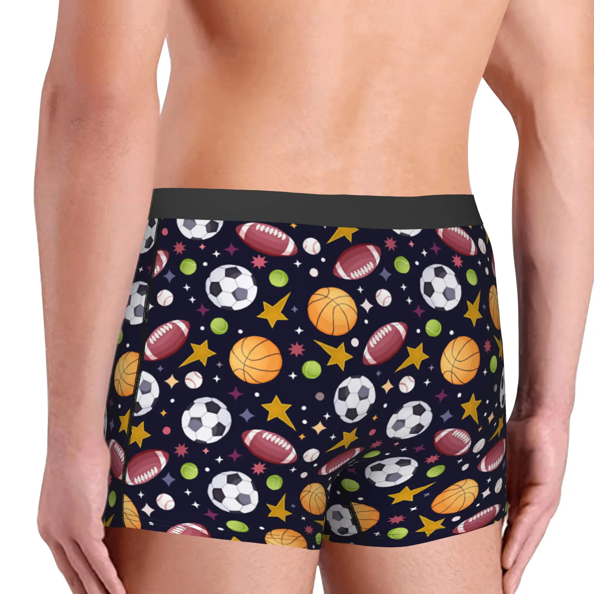 Male Fashion Footbally Basketball Baseball Stars Underwear Soccerly Tennis ball Boxer Briefs Stretch Shorts Panties Underpants