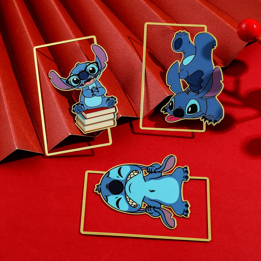 Cute Stitch Metal Bookmark Kawaii Cartoon Ohana Means Family Lilo & Stitch Bookmarks for Girls Boys Page Marker Tools Gifts