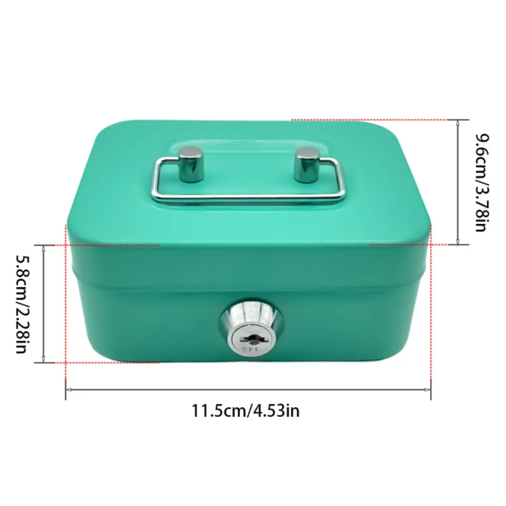 Metal Key Lock Cash Box Cute Toys with Lockable Cover Money Organizer with Handle Small Cash Storage Box Kids