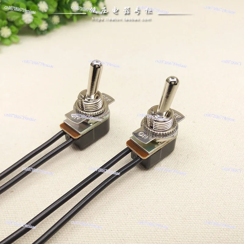 Small Wired Button Switch 2-speed ON-OFF Handle Compact Boat Type Toggle Switch Metal 12mm