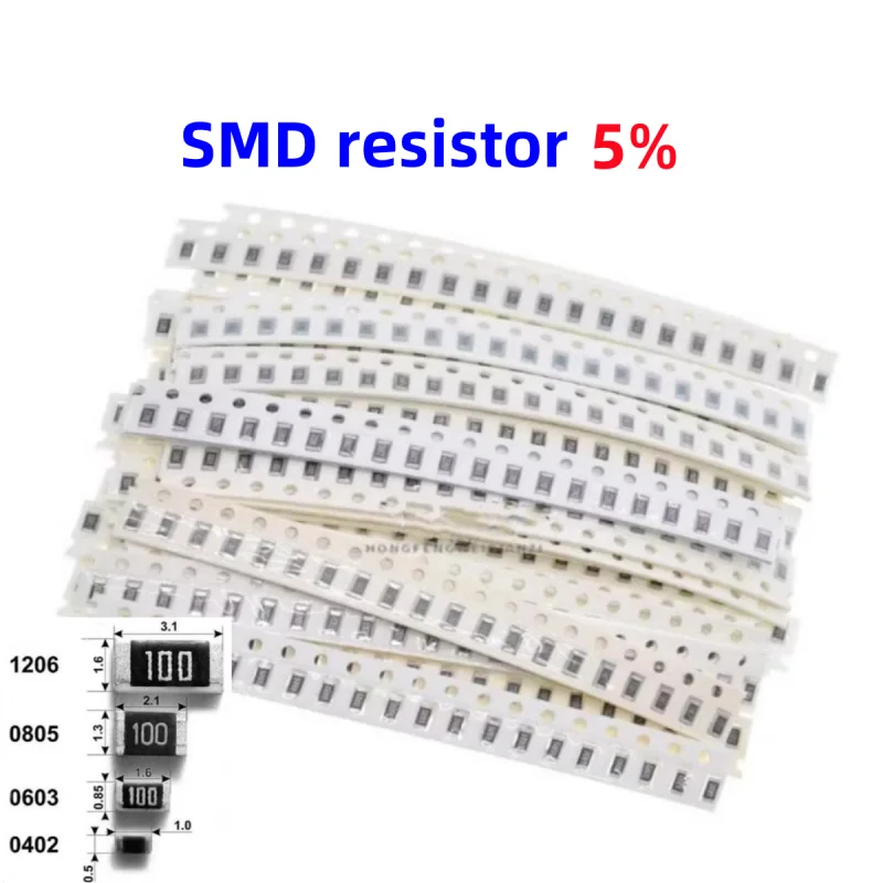 （100PCS） 0603 0805 1206 1210 2010 2512 SMD Resistance 5% Common Resistance Values 100K-1M 220K 470K 510K  High Precision