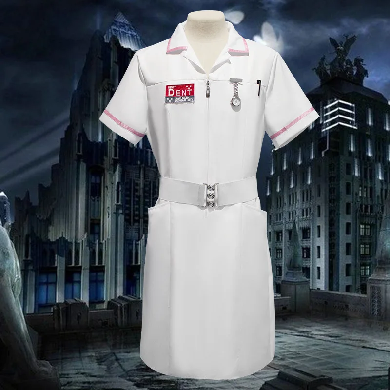 

Movie Joker Nurse Costume Full Set with Pocket Watch Pen for Adult Unisex Halloween Party Cosplay Costume