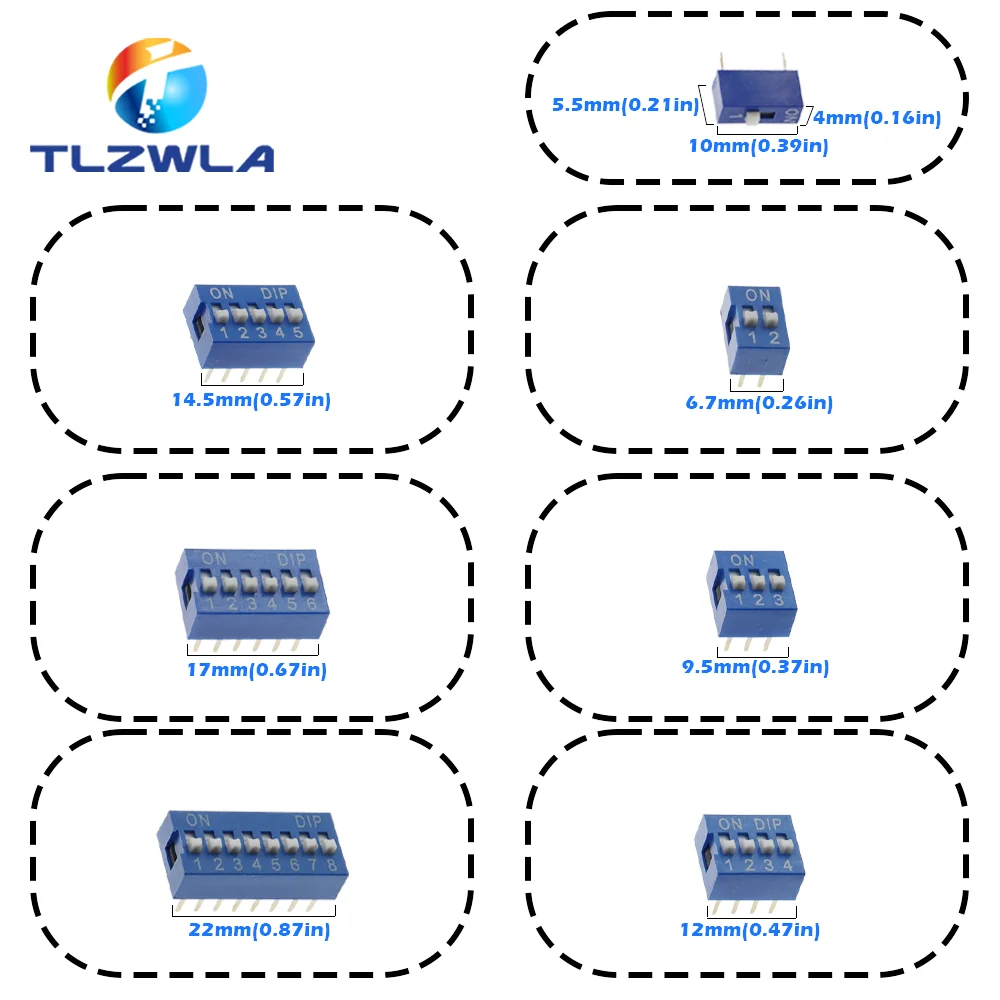 10 шт., красный, синий переключатель, шаг 2,54 мм, DIP-циферблат, переключатель кода 1 2 3 4 5 6 7 8 9 10 12 PIN, быстрый переключатель