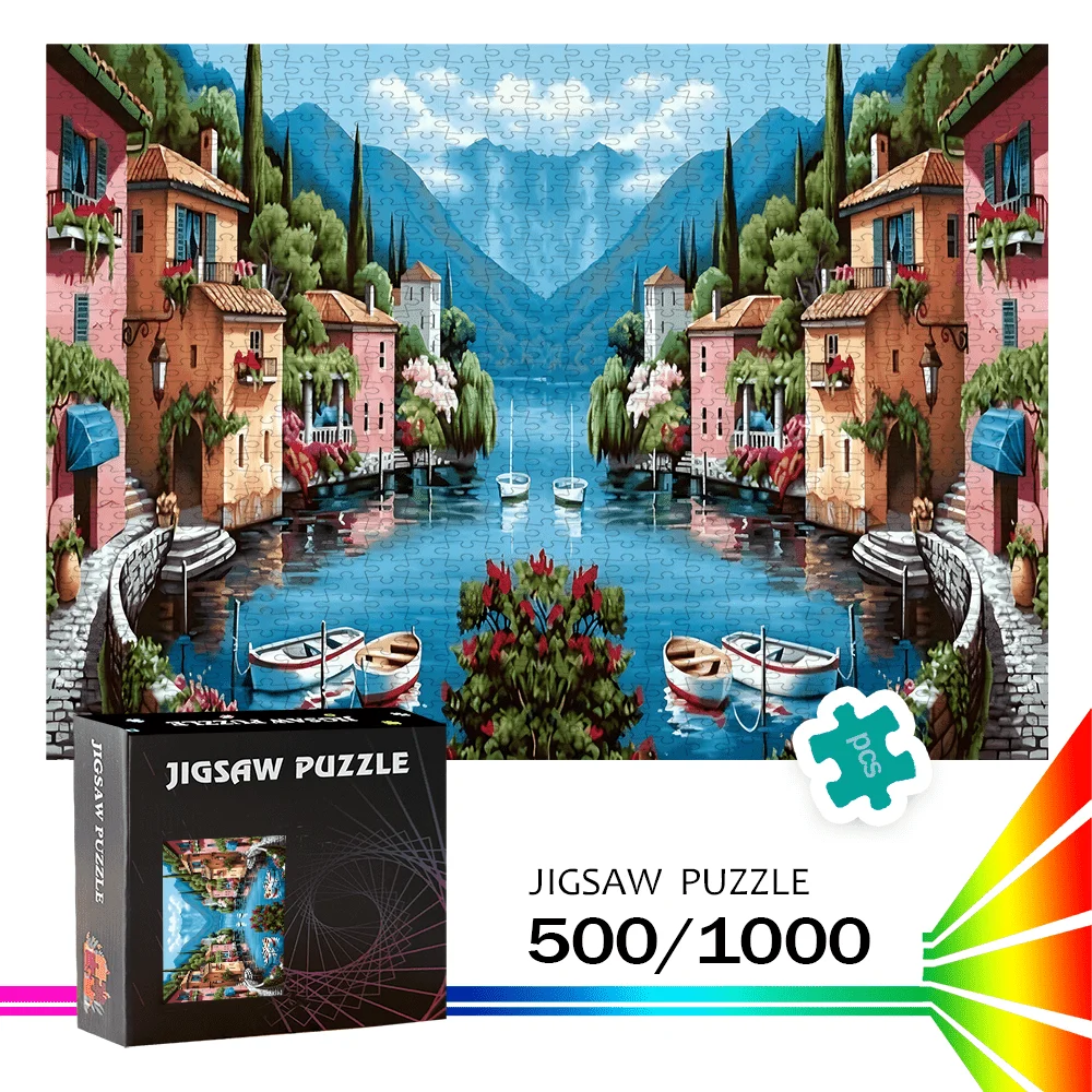Italienisches Puzzle mit Landschaft am See, Landschaftspuzzle für Erwachsene, intellektuelles Spiel, Heim- und Freizeitdekoration, Puzzle-Spielzeug