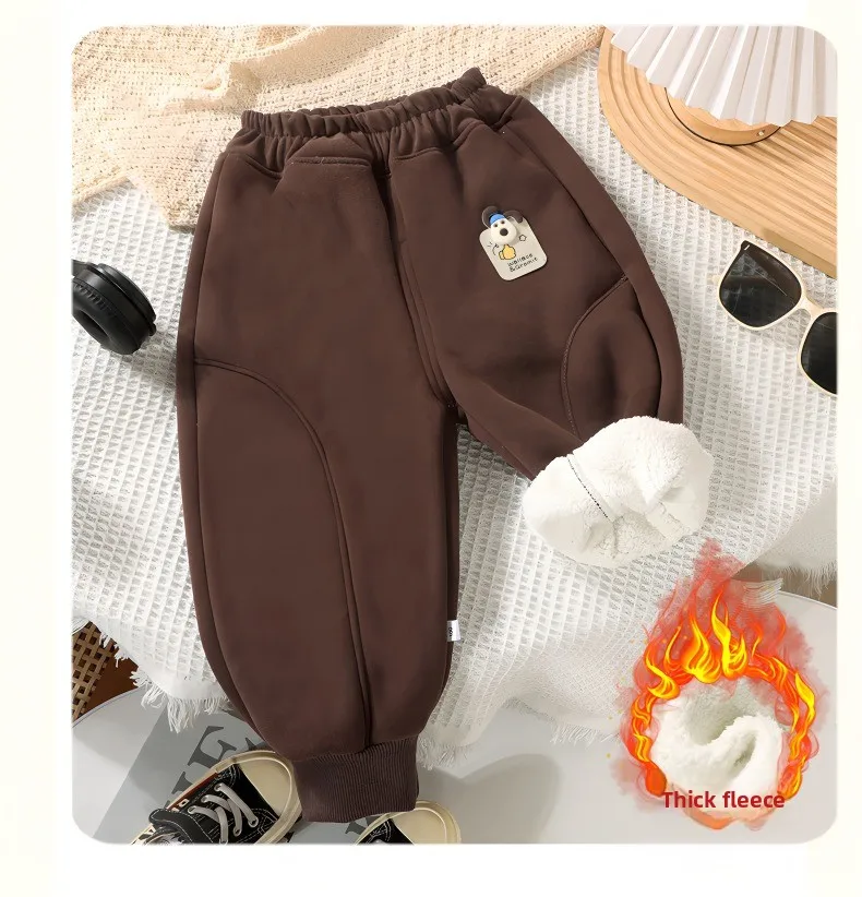 Modische Winter-Freizeithosen für Kinder mit Fleece und Verdickung, Geeignet für Jungen und Mädchen, Oberbekleidung und Warme Hosen – Detail 6