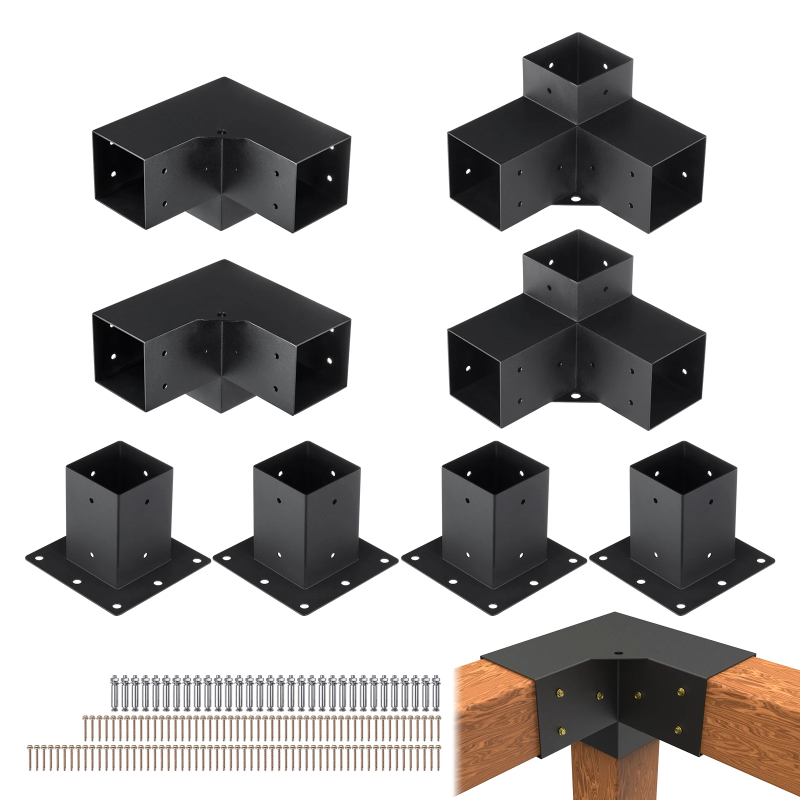 VEVOR-Kit de base de poteau de pergola, poutres en bois, ajustement rapide d'angle, travaux de calcul, installation facile