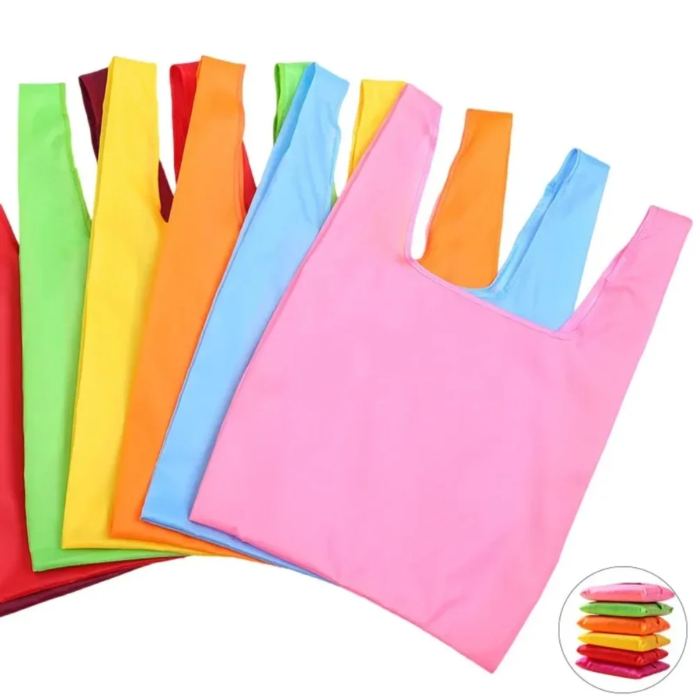 Fashion Color Women Oxford Handbags Foldable Shopping Bag Tote Pouch Reusable Grocery Storage Organizer Shopper Supermarket Bag