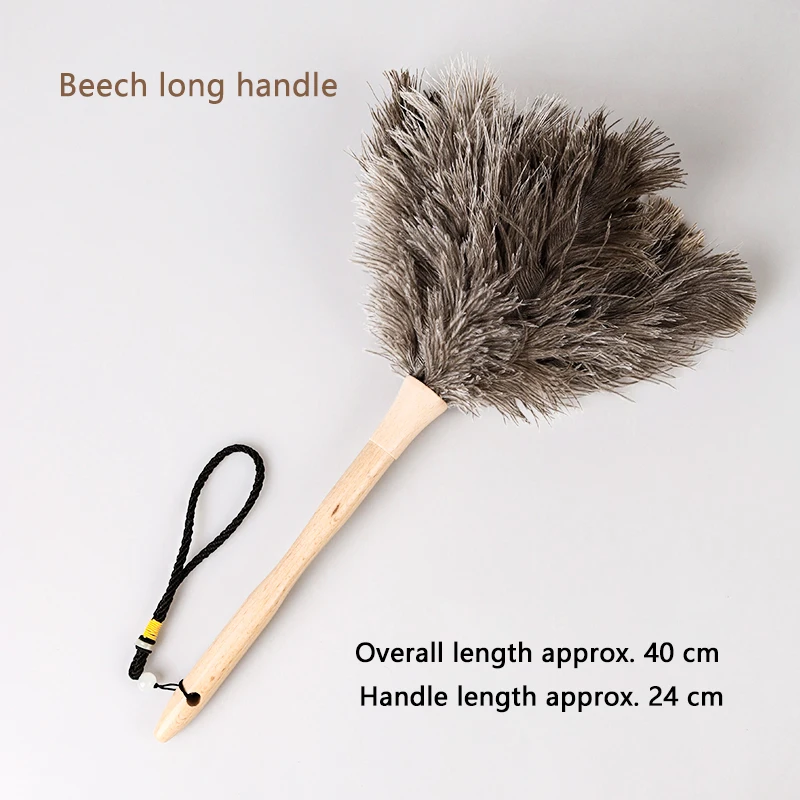 Ostrich Feather Duster Handmade Household Cleaning Accessories Car Interior Cleaning Brush Wooden Long Handle Feather Dusters