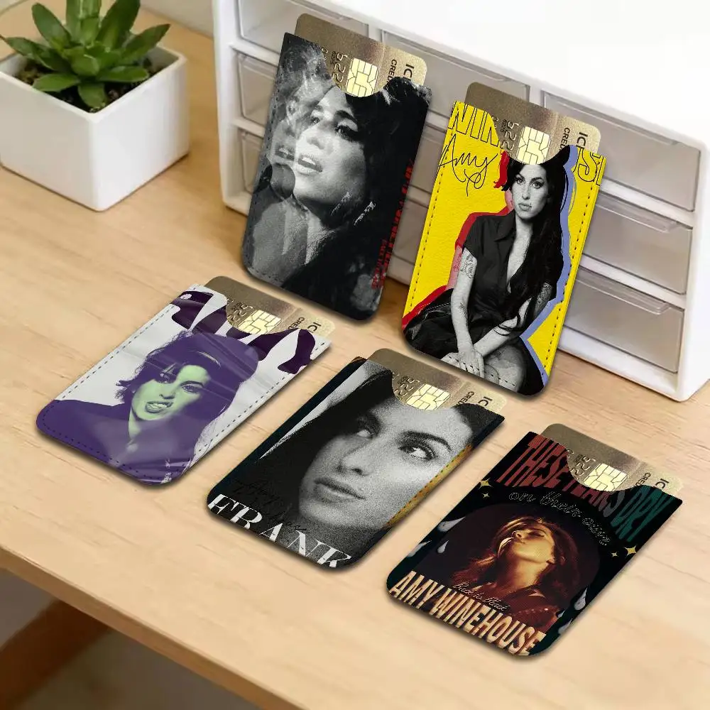 Singer Amy Winehouse Ultra Slim Men Leather Mini Wallet Lightweight Credit Bus ID Card Holder Case for Daily Business Use