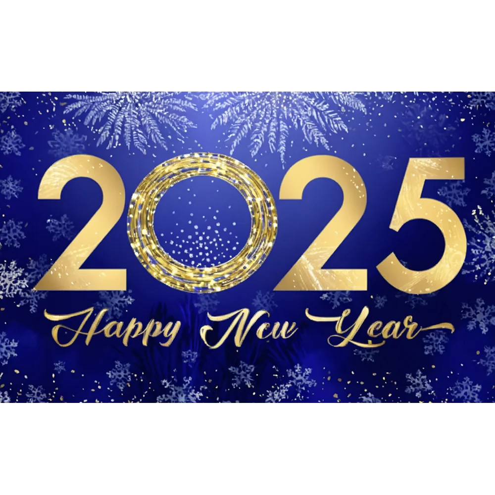 2025 Banner Happy New Year Theme Party Background Fireworks Clock Family Party Banner Decor Home Festival Party Photo Backdrop