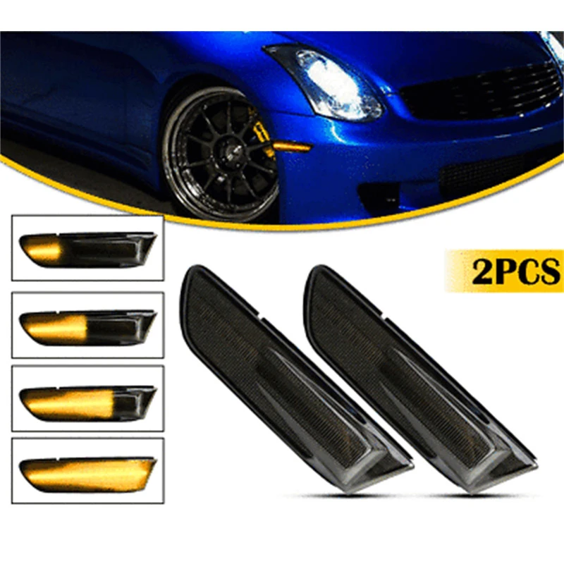 Sequential Switchback LED Side Marker Signal Lights For 2003-2007 Infiniti G35 Coupe