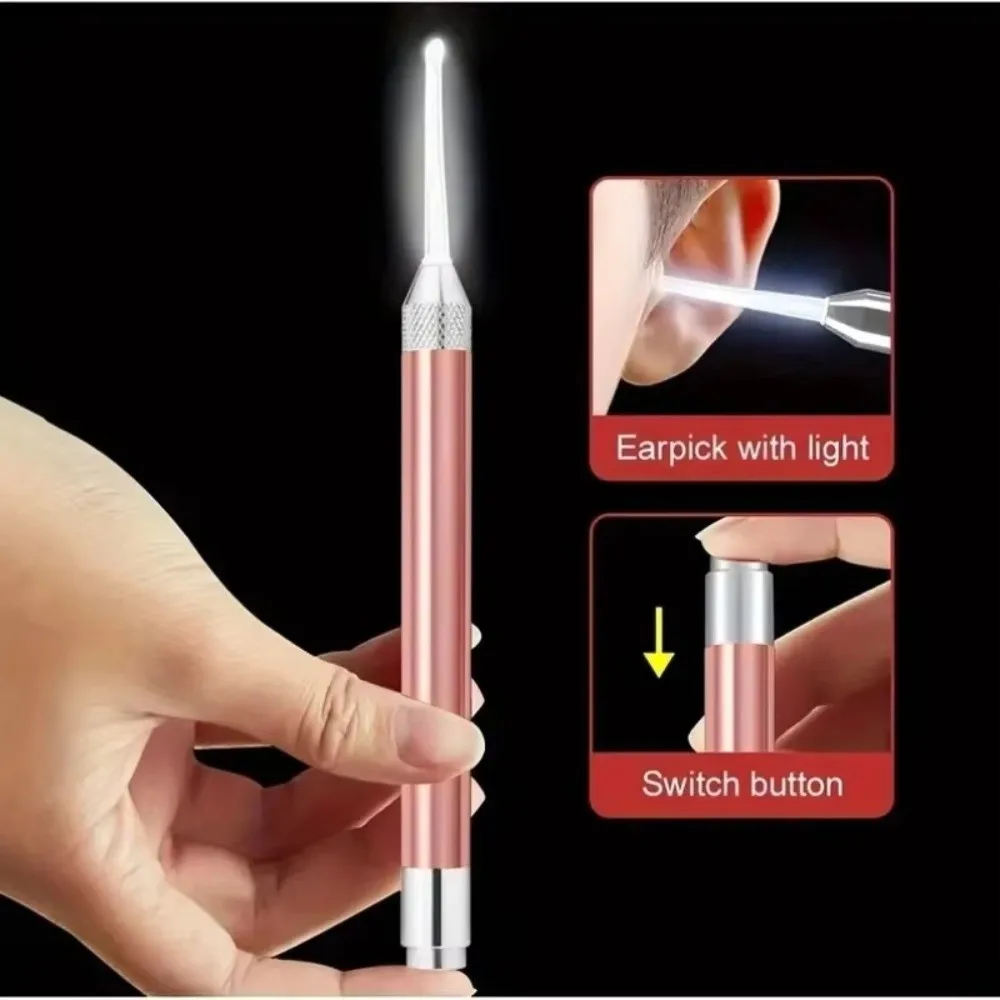 New Stainless Steel Luminous Ear Scoop Visual with Light Ear Picking Tool Handy Ear Cleaner