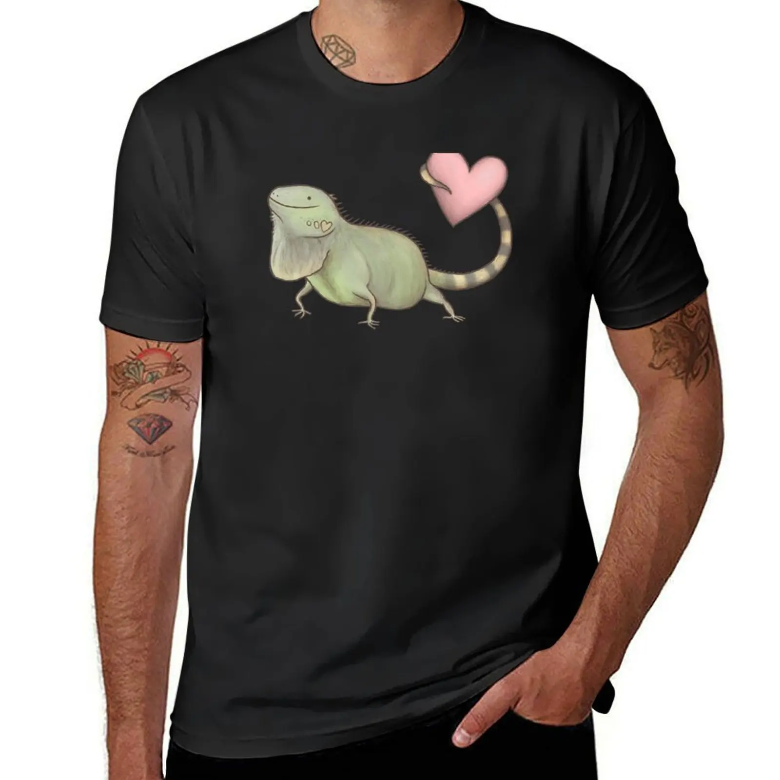 

Iguana Love You T-Shirt sweat new edition Short sleeve tee blacks mens big and tall t shirts