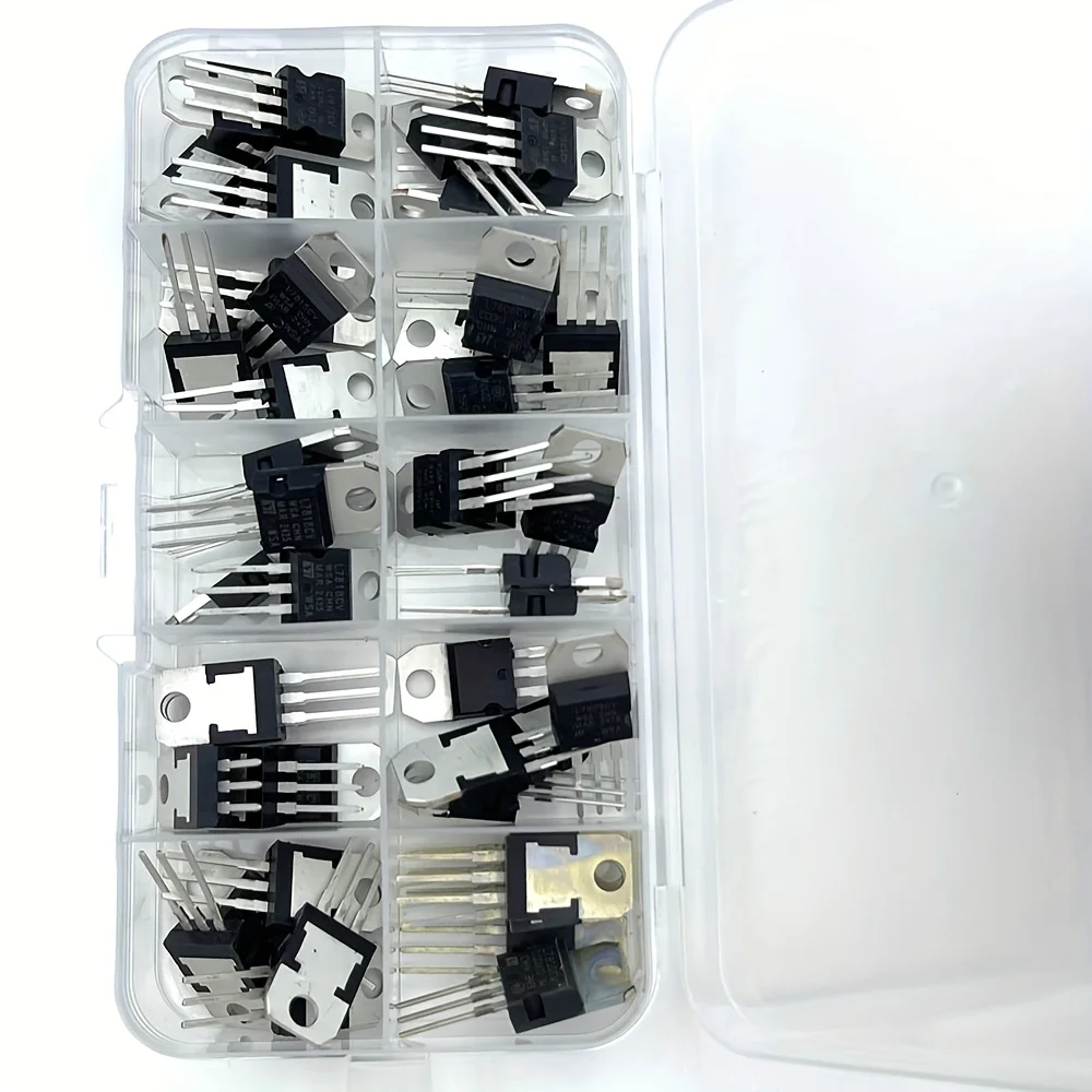 LM317T L7805 L7806 L7808 L7809 L7810 L7812 L7815 L7818 L7824 Transistor Assortment Kit 10value*5pcs 50PCS Voltage Regulator Box