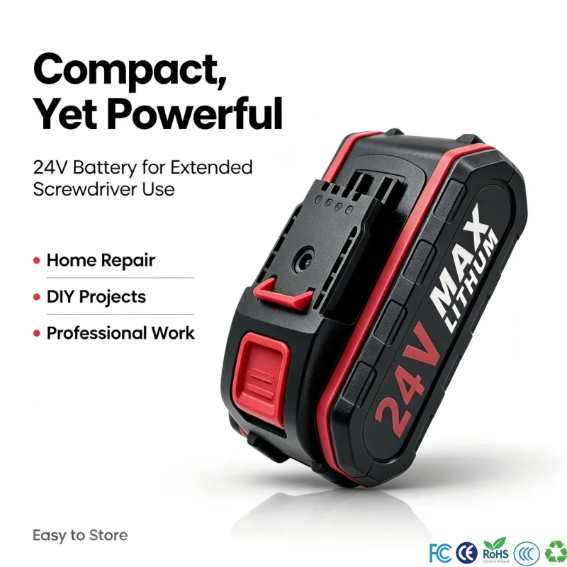 24V Li-ion Rechargeable Battery 100% New Cells, Replacement Power Pack Fit Cordless Screwdrivers & Electric Impact Drills