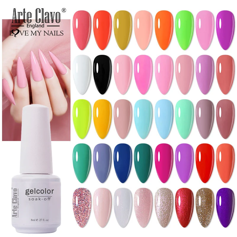 Arte Clavo Gel Nail Polish 115 Colors Nail Art 8ml Top Base Coat Primer Semi Permanent Varnishes Nail Gel Primer UV LED Lamp